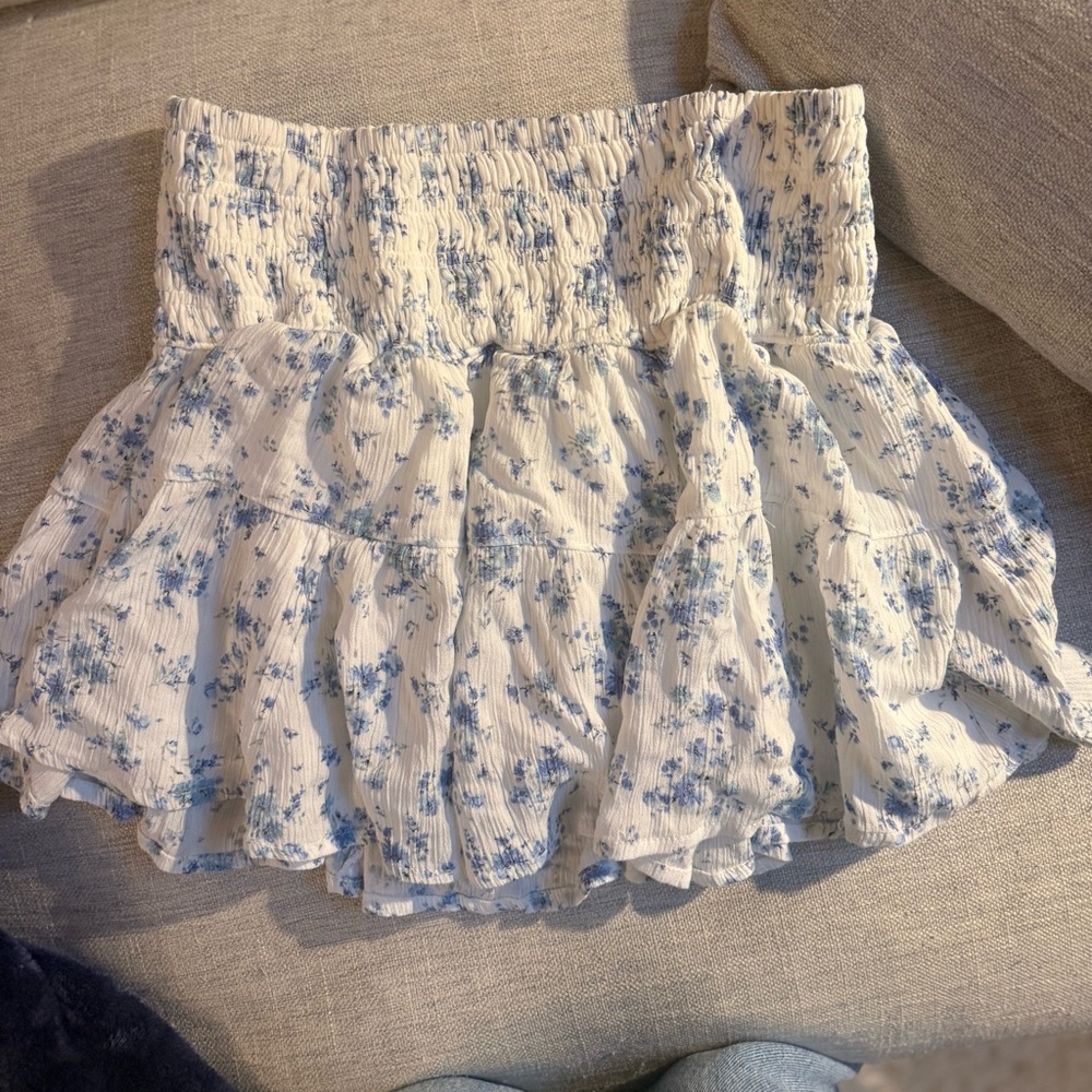 Garage White and Blue Floral Skirt